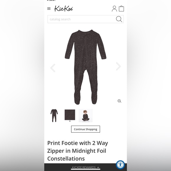 New! KicKee Pants Print Footie 2Way Zipper in Midnight Foil Constellations 12-18 - Picture 4 of 6